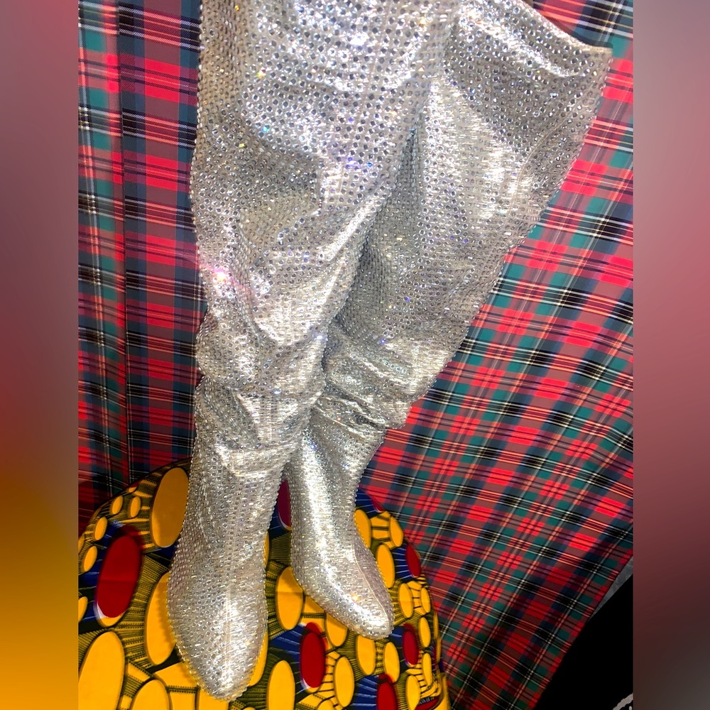 Beautiful Full Rhinestone Slouch Boots